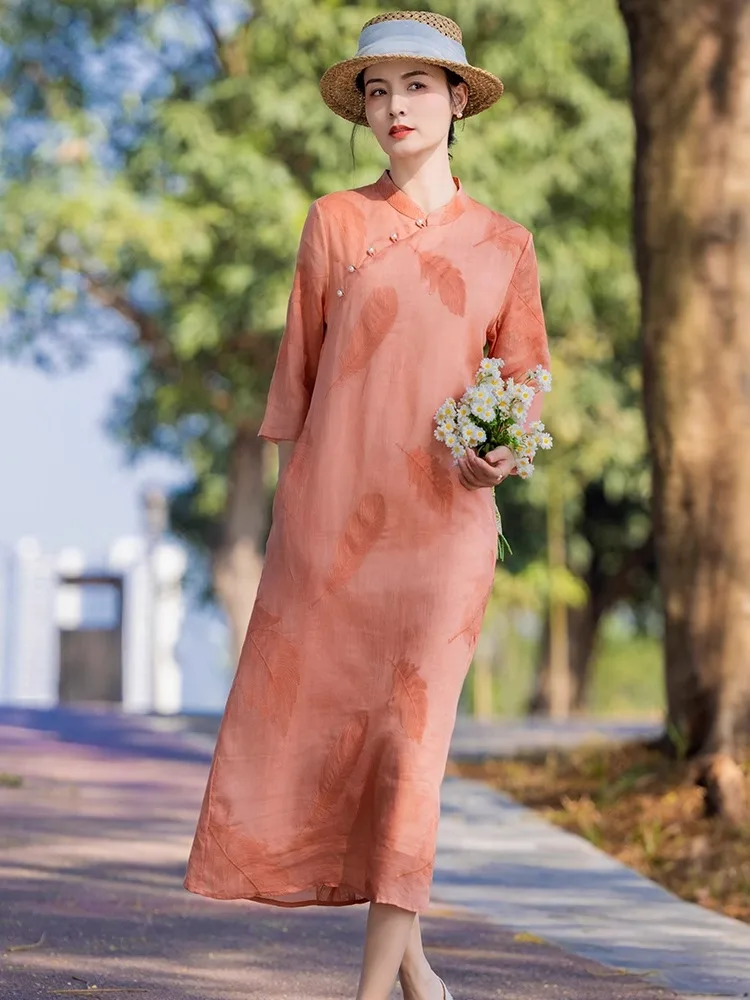 

High-End Silk Dress Women's 2025 Summer New Artistic Temperament Improved Version Retro Cotton Linen Flora...