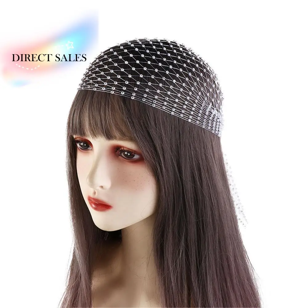 

Bandana Bohemian Girl Hair Accessories Headwrap Hair Nets Mesh Head Scarf Cap Bling Turban Rhinestone Headband Women Hair Scarf