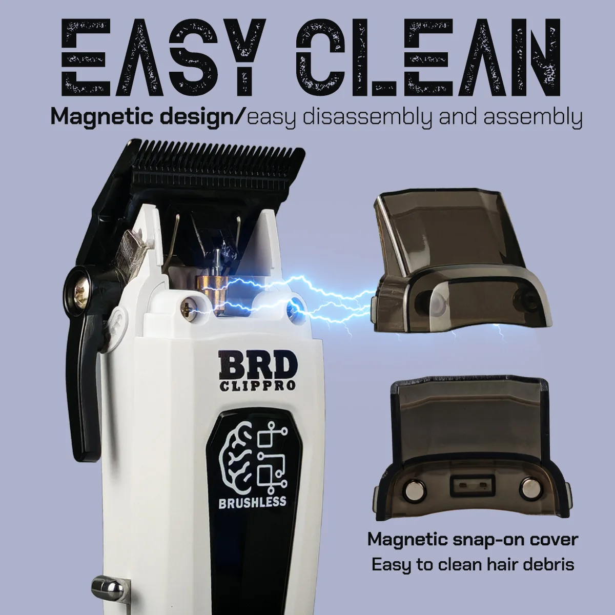 BRDCLIP Magnetic cover Hair Clipper Trimmer Brushless Motor Machine White Kit Barber Salon Metal DK078 Shaver High Motor10000RPM