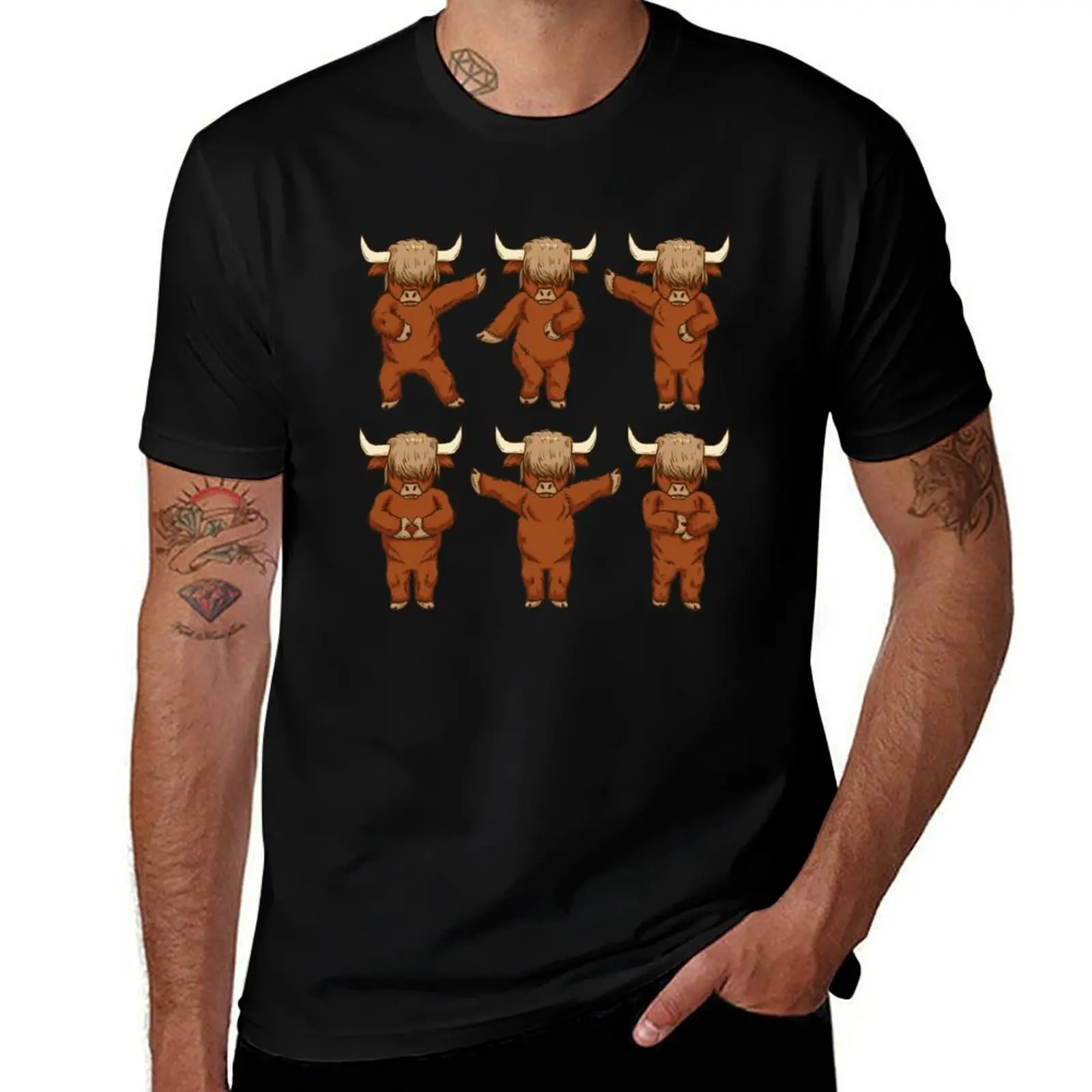 Highland Cows Lover Women Dancing Scottish Highland Cow T-Shirt man clothes anime shirt blue lock plain white t shirts men