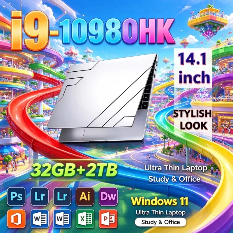 Intel Core I9 10980HK Vibrant Laptop 14.1" 32GB RAM 2TB SSD Gaming PC Office Study Computer PC Windows 11 1920x1080 HD