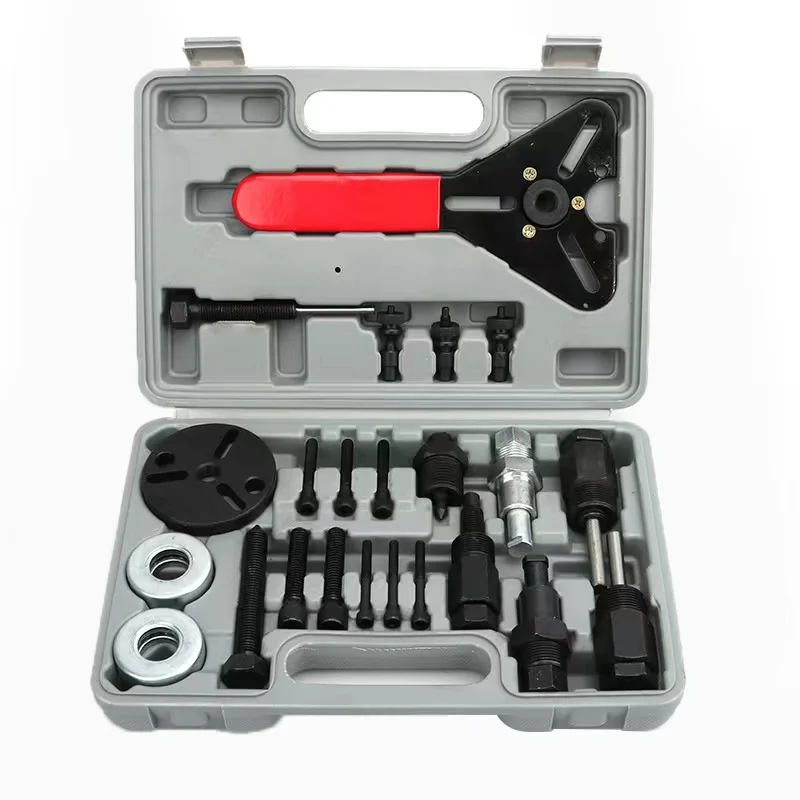 Kit di riparazione automatica da 23 pezzi Kit di riparazione aria condizionata automatica Kit custodia rigida per estrattore mozzo ruota frizione compressore