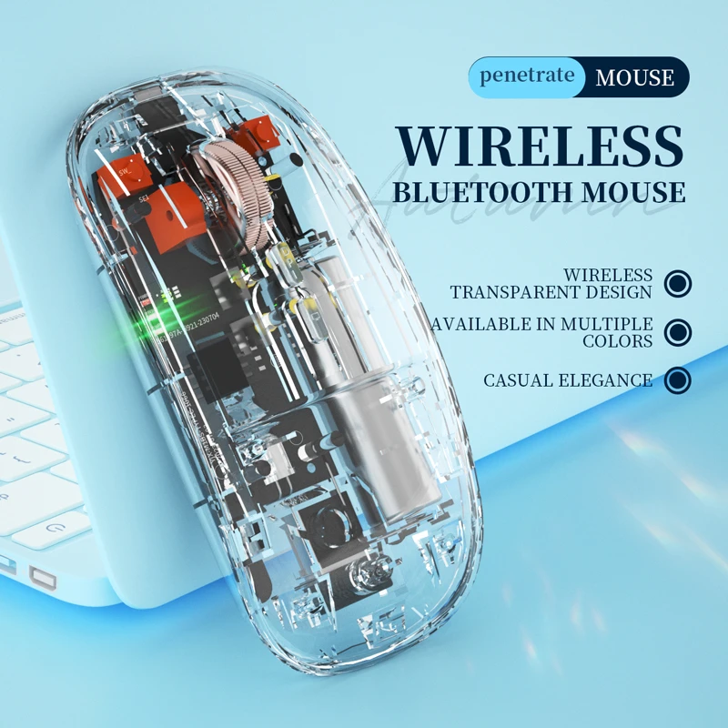 

Беспроводная мышь Xiaomi Bluetooth, прозрачная трехрежимная светящаяся подсветка, компьютерная игровая мышь, бесшумная перезаряжаемая мышь для ПК, ноутбука