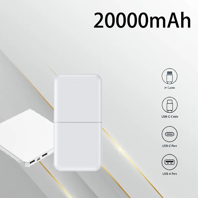 

Ultra Slim 20000mAh Portable Power Bank Large Capacity Emergency Charger Lightweight Compact for Phones Tablets Outdoor