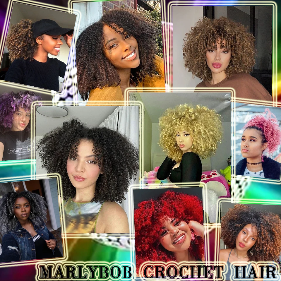 8 12 Inch Short Passion Twist Hair Marlybob Crochet Braids Hair Pre Looped Kinky Curly Synthetic Crochet Hair for Women And Kids