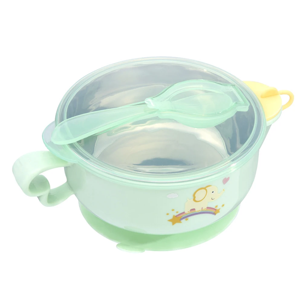 

304 Stainless Suction with Spoon Insulated Dining Set Cartoon Design Baby Bowl Baby Bowl Spoon Set Newborn Training