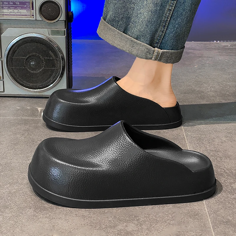 

Men's Summer Outdoor Anti-slip Waterproof Black Chef Work Oes Slip-On Driving Lazy People Sandals Cover Slippers Zapatillas Male