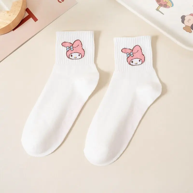 Hello Kitty Socks For Girls Medium Socks Kawaii Sanrio Purin My Melody Cinnamoroll Accessories Socks