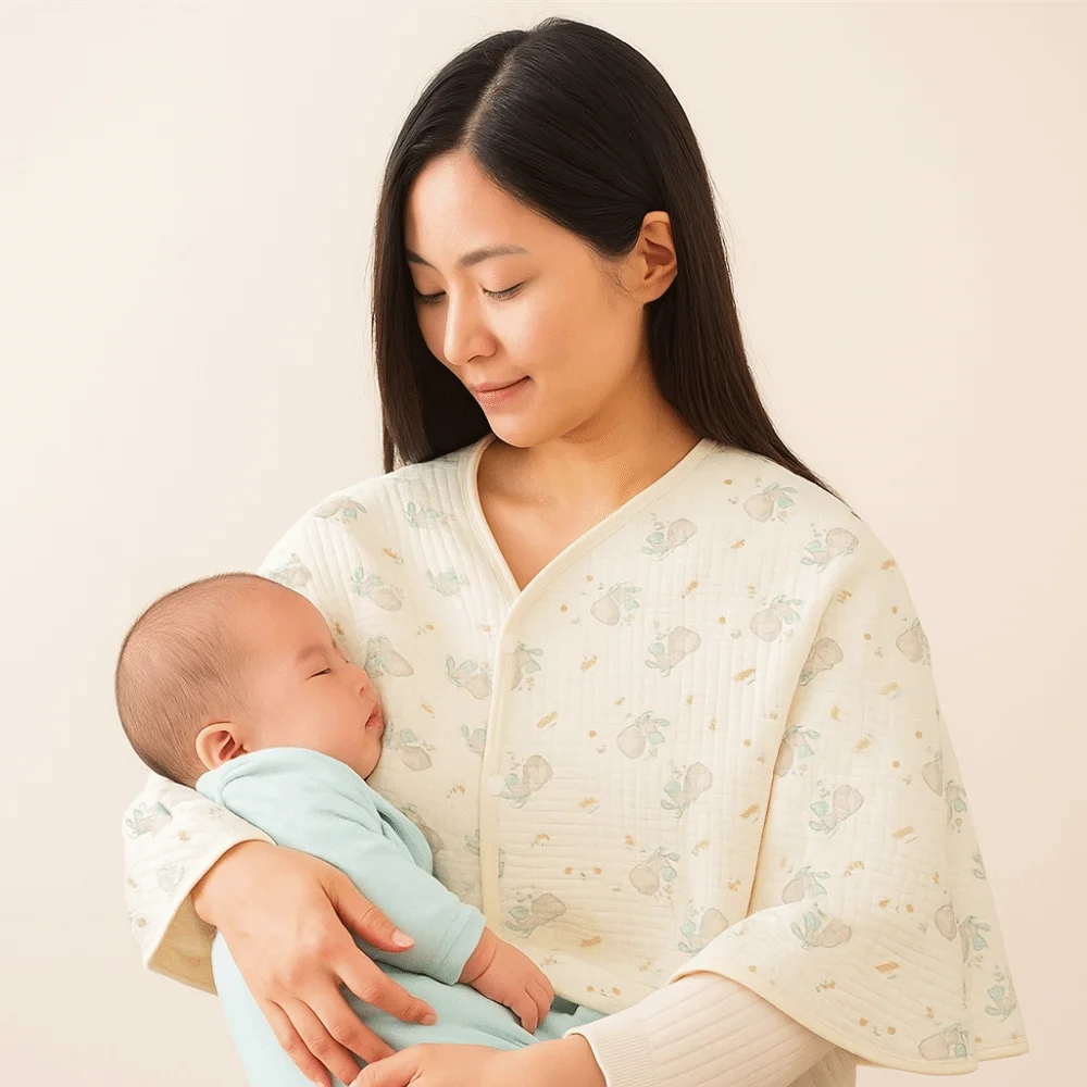 

Floral Printed Cotton Mother Cape Blanket Breathable Keep Warm Breastfeeding Cover Soft Feeding Cover Cartoon Mommy Shawl