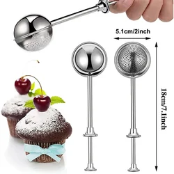 1PC Ball Retractable Half Drain Tea Strainer powder Shaker Sugar Duster Flour Sugar Sieve baking accessories