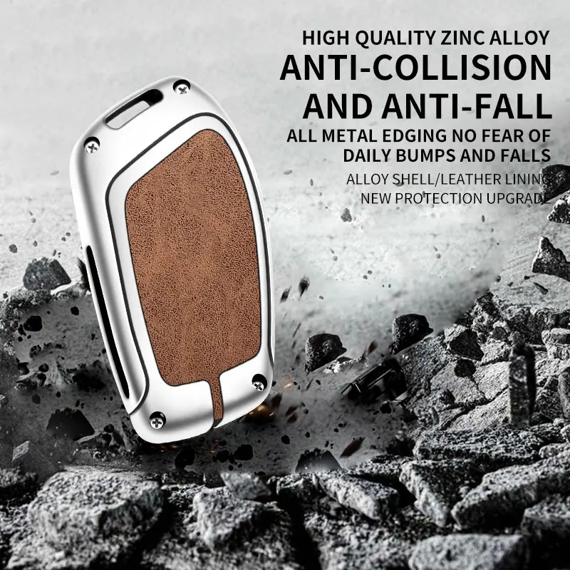 Leather Car Metal Key Case Cover For MG 4 2023 Mg4 Ev MG HS GT ZS EV ZX MG5 MG6 for Roewe RX3 RX5 RX8 ERX5 I6 I5