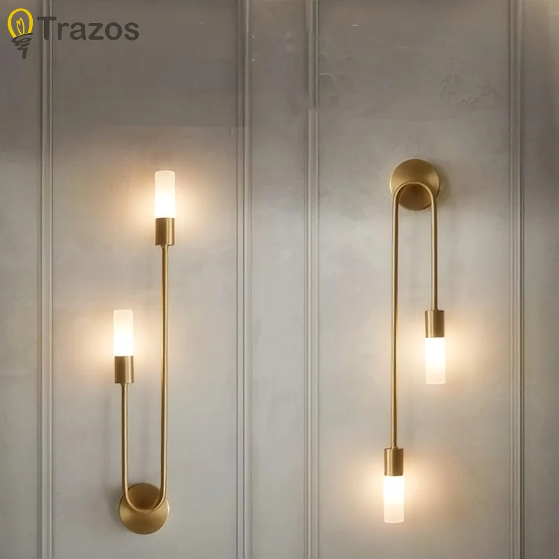 Modern Simple LED Wall Lamp Gold Black Nordic Long Wall Lamp Living Room Bedroom Hallway Corridor Background Interior Decoration