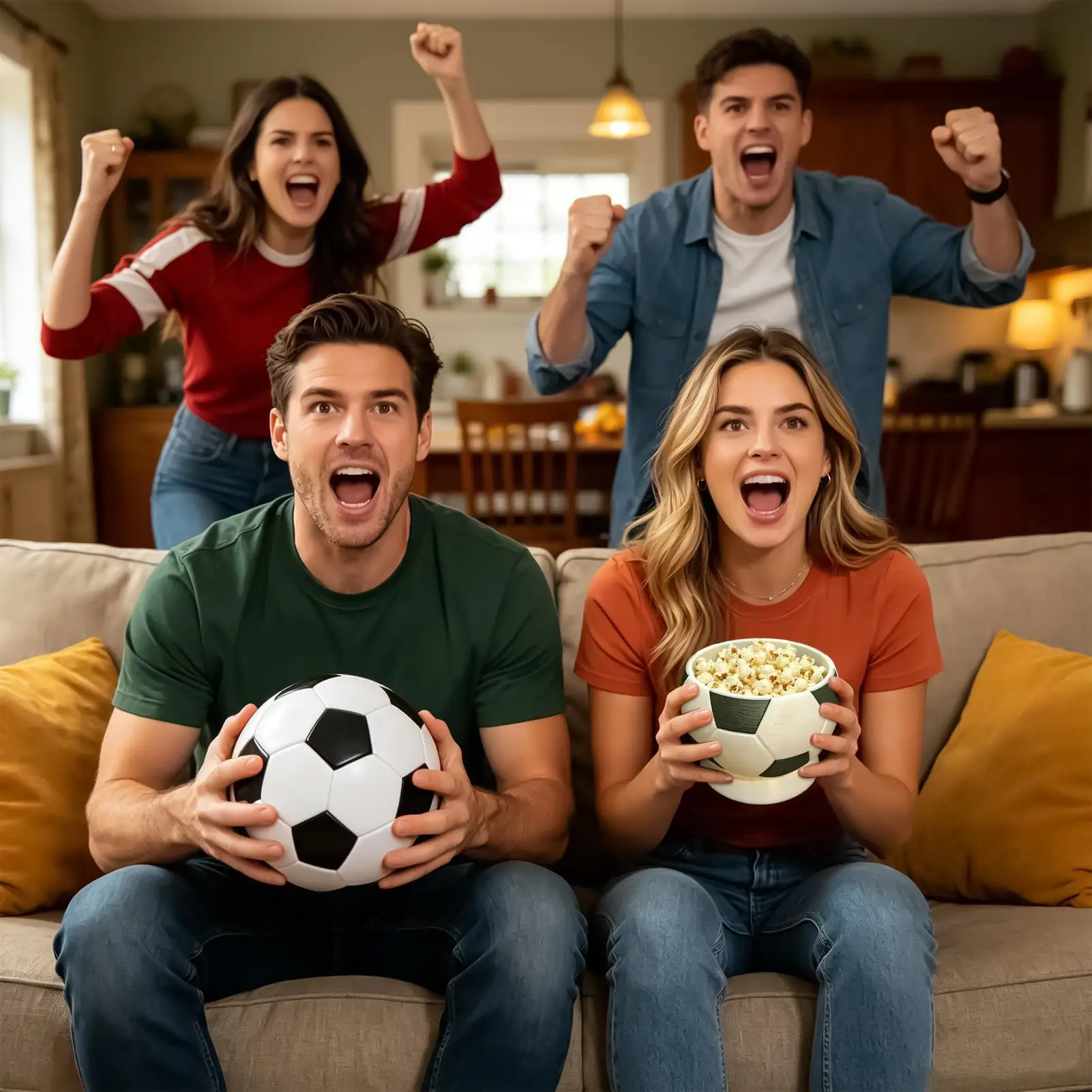 Soccer Bowl Realistic 3D Printed Football Shape Party Serving Tray for Popcorn Candy Chips Game Day Championship Family