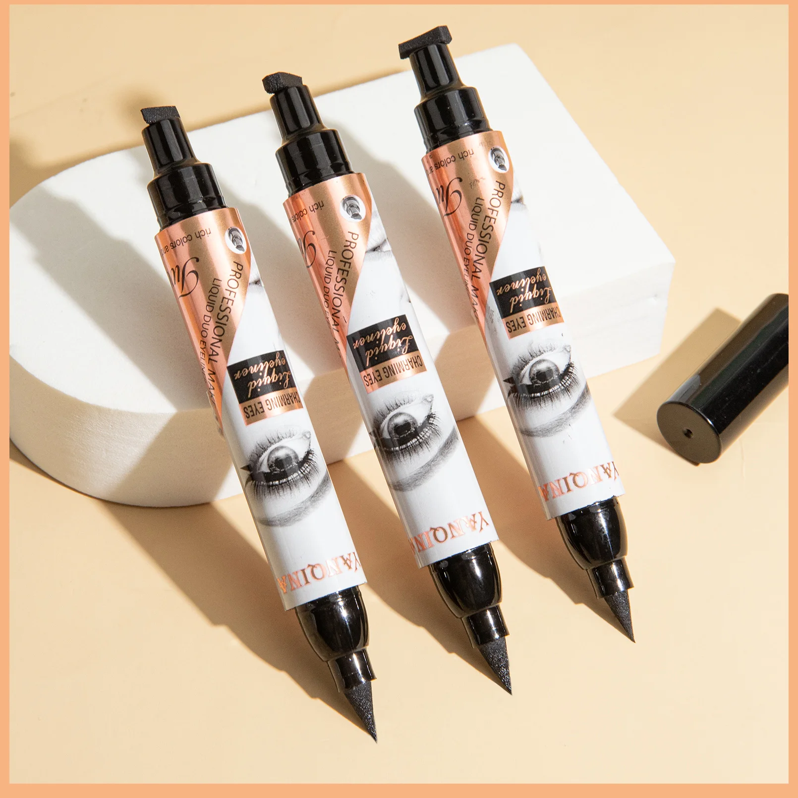 Stylo Eyeliner Liquide à Double Tête 2 en 1, Tampon à Ailes, Homme Paresseux, Maquillage, Cosmétiques