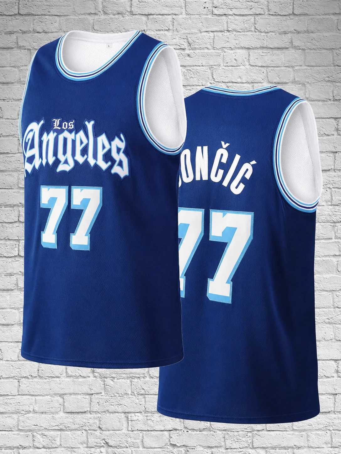 Retro Doncic 77 Los Angeles Jersey Paisley Pattern Number Letter Print Sports Uniform Casual 3d Printed Vest Kids and Men Women view 3