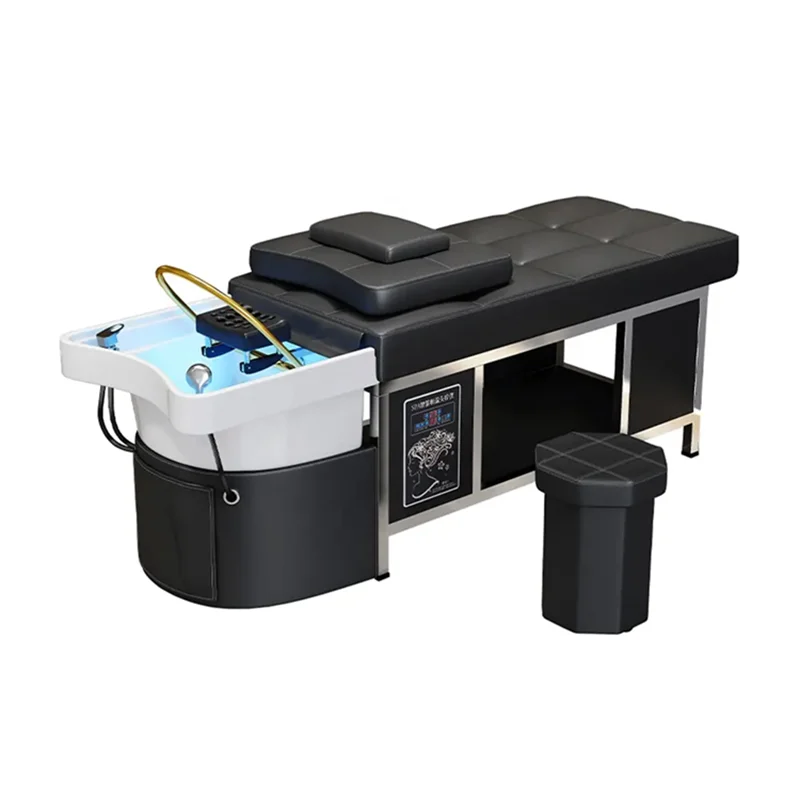 

Wholesale Price Custom Salon Massage Table Massage Down Shampoo Chair Grey Shampoo Bed With Water Circulation And Steamer