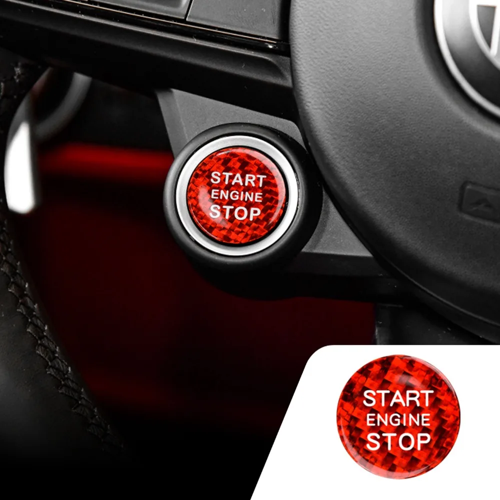

Car Ignition Engine Start Stop Button Cover Case Sticker Carbon FIber For Alfa Romeo Mito 159 147 156 Giulietta Stelvio 166