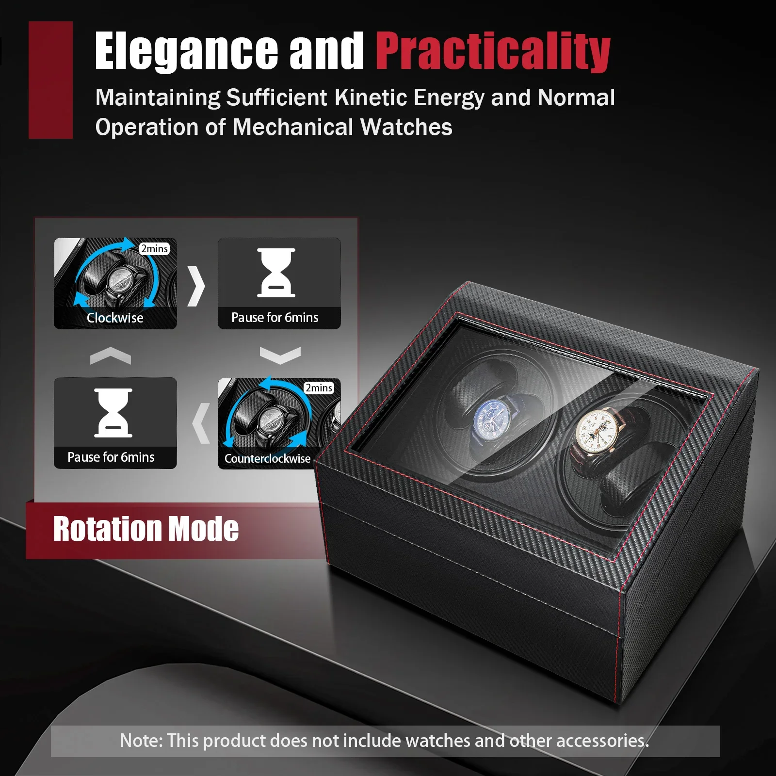 

Luxury Automatic 2 Motor Watch Winder Carbon Fiber Display Box Case Storage 4+6 Organizador De Joyas Jewelry Organizer