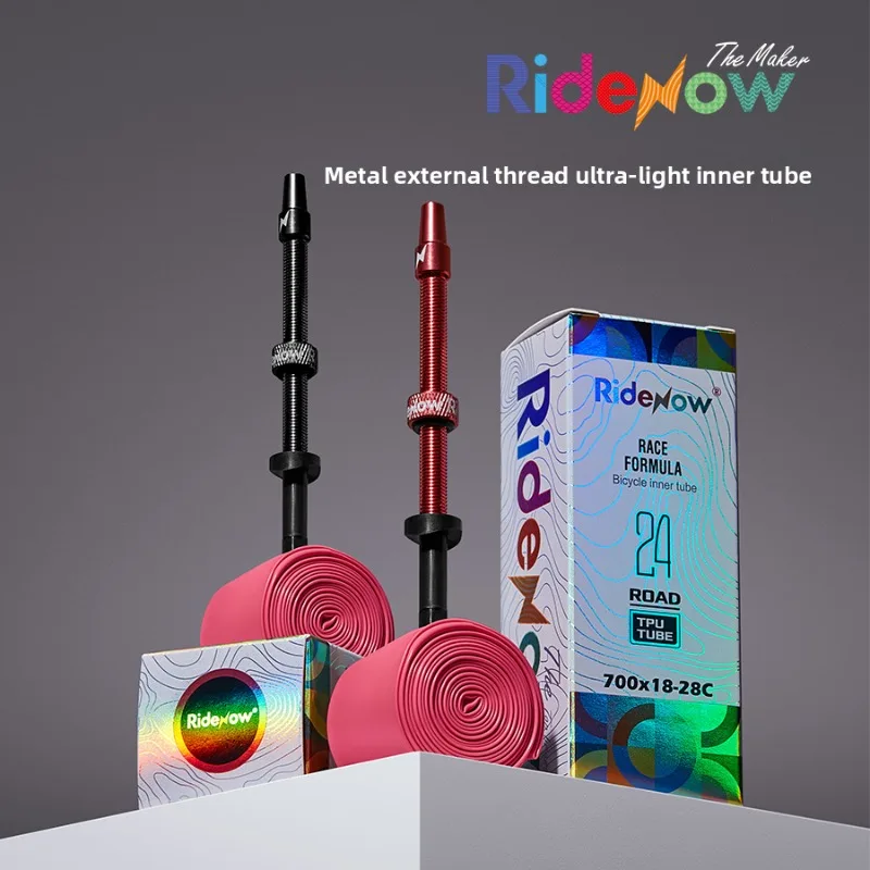 

Ridenow Upgraded Bike Inner Tire Metal Nozzle 700c External Thread Tube 700x18-32c Road Bike Removable Valve Core TPU Inner Tire