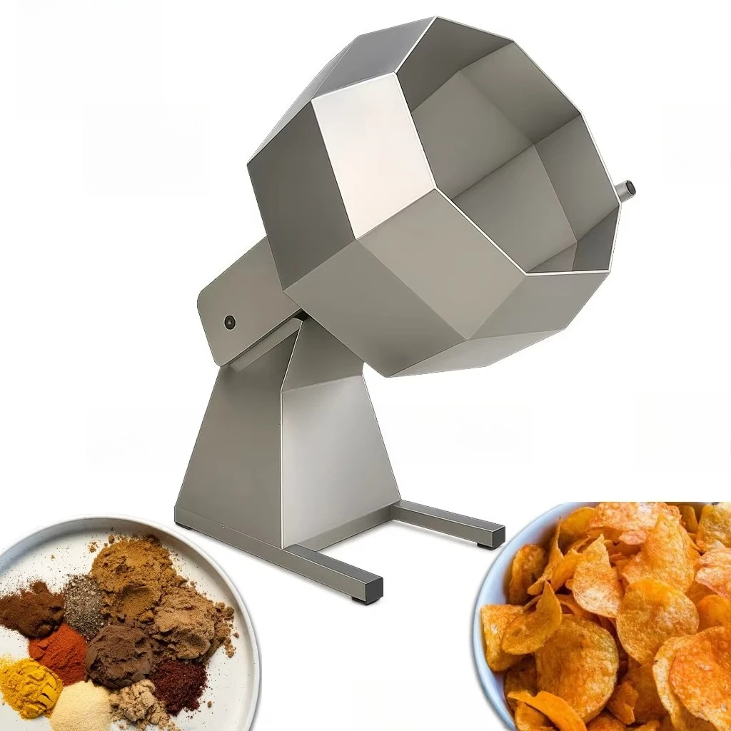 

Snack Nut Seasoning Coating Machine | 10kg Octagonal Drum Flavor Mixer For Cashew Peanut Chips Powder Mixing
