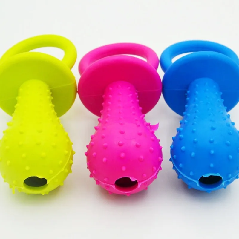 Rubber Pacifier for Pet Toys Dog Cat Puppy Chew Toys with Bell Sound Inside Pet Toy Rubber Bite Random Color New Pet Products