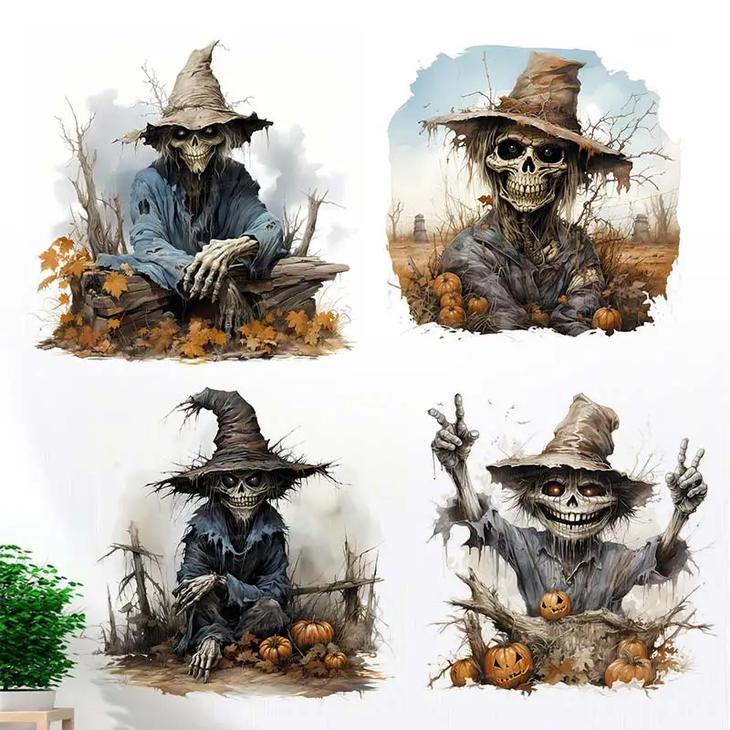 

Spooky Scarecrow Watercolor Wall Sticker Boy Room Background Home Decoration Mural Living Room Wallpaper Funny Decal S276