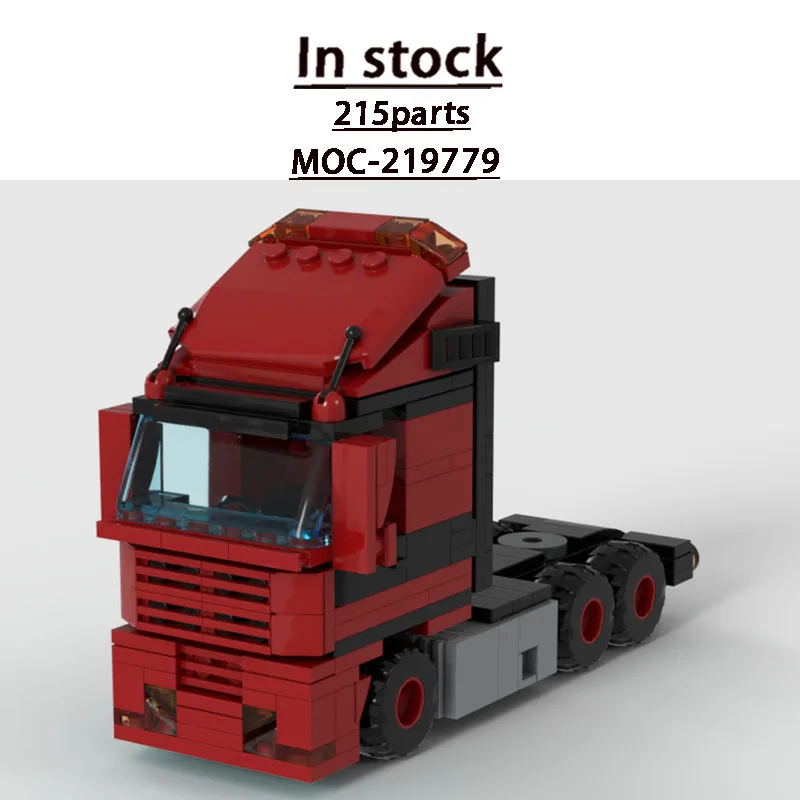 MOC-219779 Red New Mini Flat-Front Semi-Trailer Truck Building Block Model 215 Parts Boys Children Birthday Christmas Toy Gift
