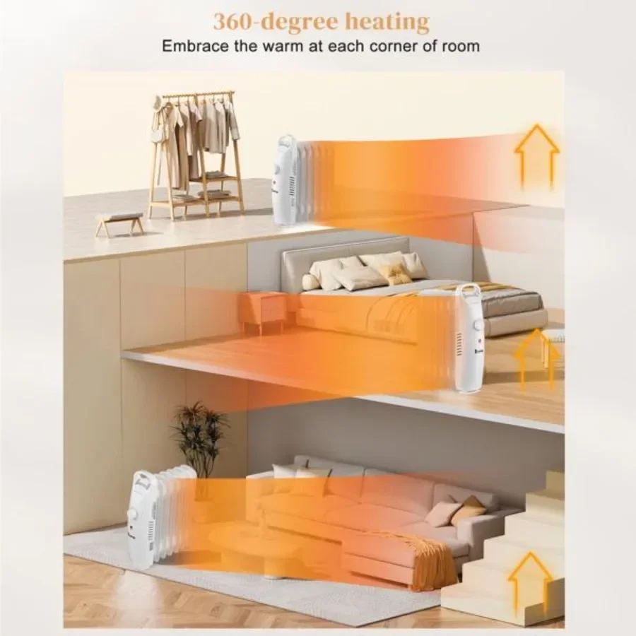 ZOKOP سخان مشعاع مملوء بالزيت 600 وات سخان كهربائي محمول مع ترموستات قابل للتعديل من الحرارة الزائدة والحماية من الطرف #6