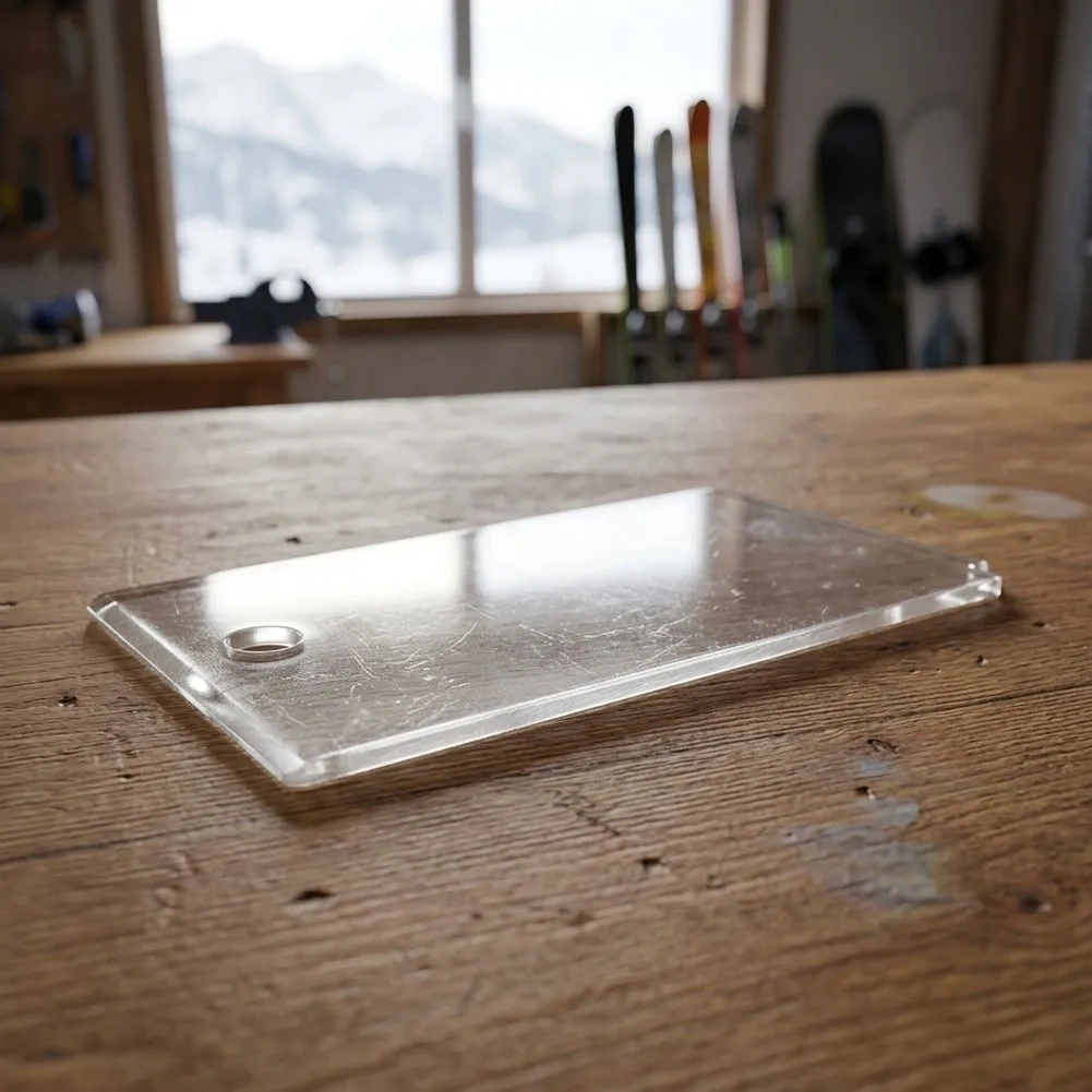 Ski Wax Scraper Made of For Acrylic 13 x 7 x 0.4 cm Clear Tool for Efficient Wax Removal on Ski and For Snowboard Bases