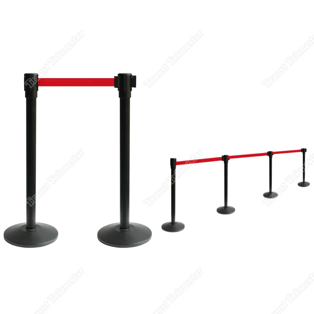 Customizable 【Professional Use】Custom Traust Retractable Belt Barrier Steel Long Belt Safety Airport Queue Line Post Pole Stand