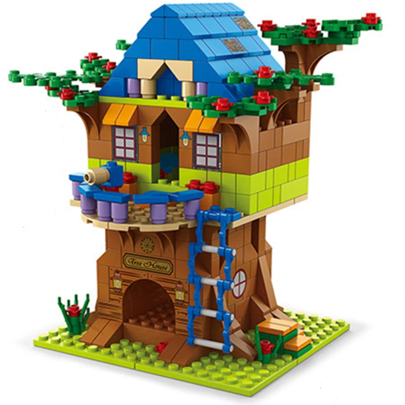 6in1 NEW Tree House TreeHouse Girls\' Castle Room Climb Slide Classic Model Building Blocks Sets Bricks Toy City