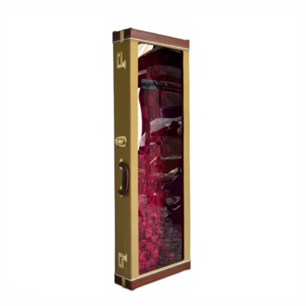 Vintage floral guitar display cabinet wall mounted guitar box with transparent glass window and red velvet lining