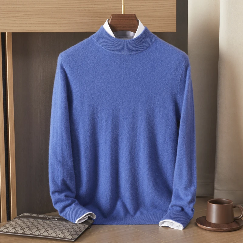 Cashmere Wool Sweater Men's Half Turtleneck Large Size Knitted Pullover Middle-Aged Elderly Business Casual Clothing M3014038