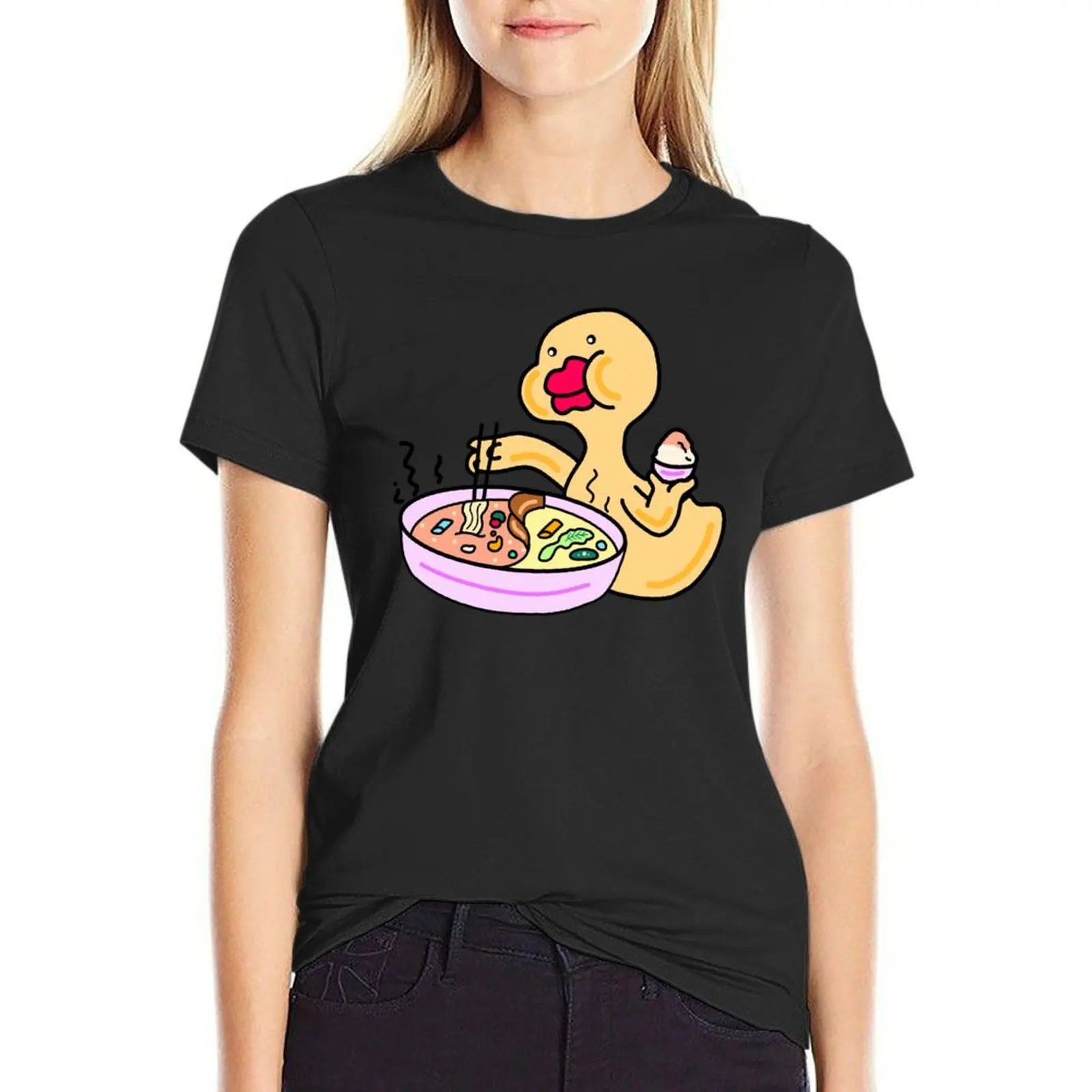 Quacky Ramen noodle bowl T-Shirt summer top aesthetic clothes quick drying tshirts woman