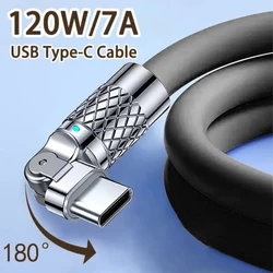 120W USB Type C Wire Fast Charging Cable 7A Mobile Phone USB C Cables Type C Data Transfer Cord For realme 11 Xiaomi POCO Huawei