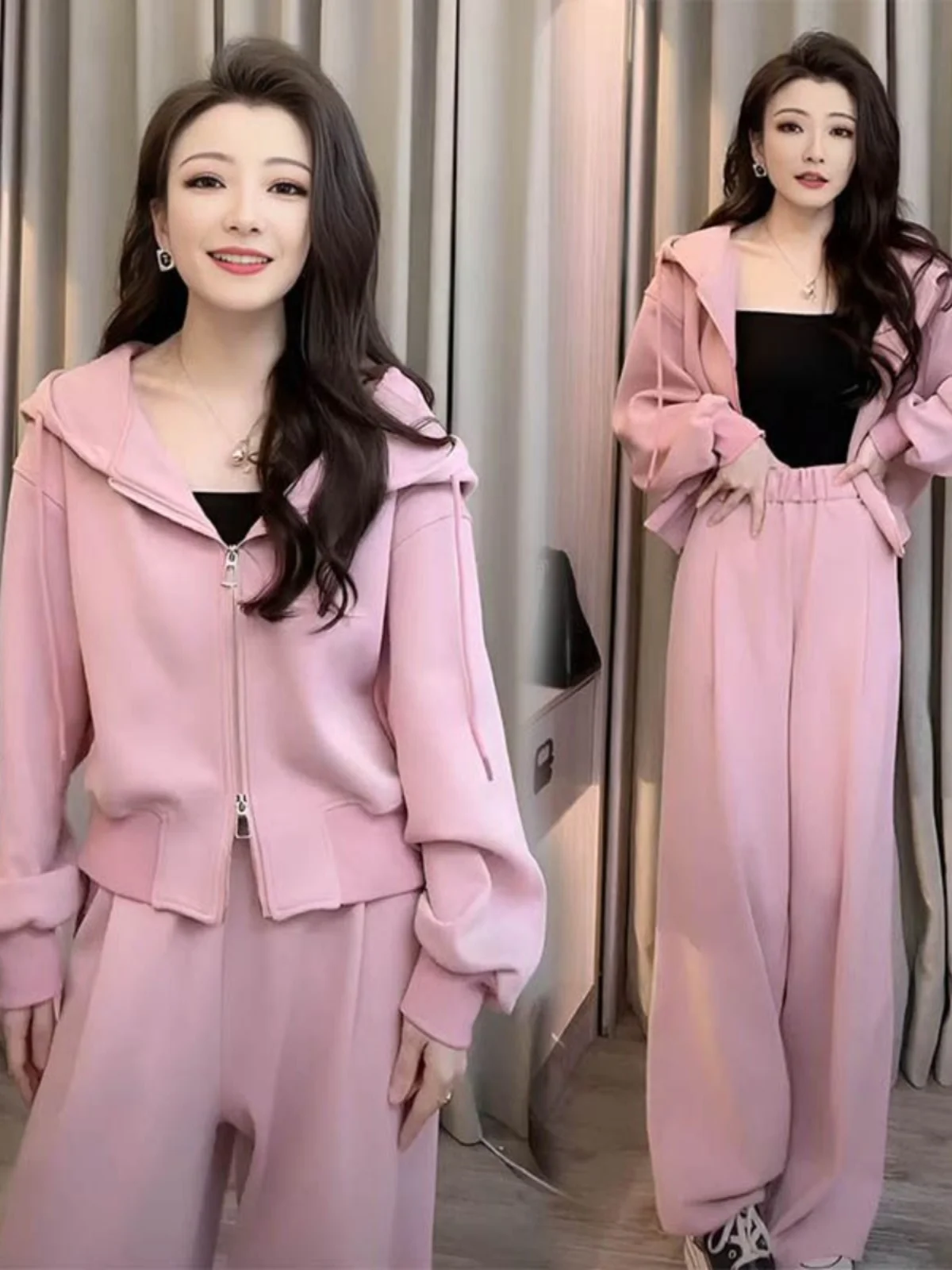 

Модный женский комплект из худи и брюк, повседневный, облегающий, весна-осень, новый, из полиэфирного волокна, с длинными рукавами...