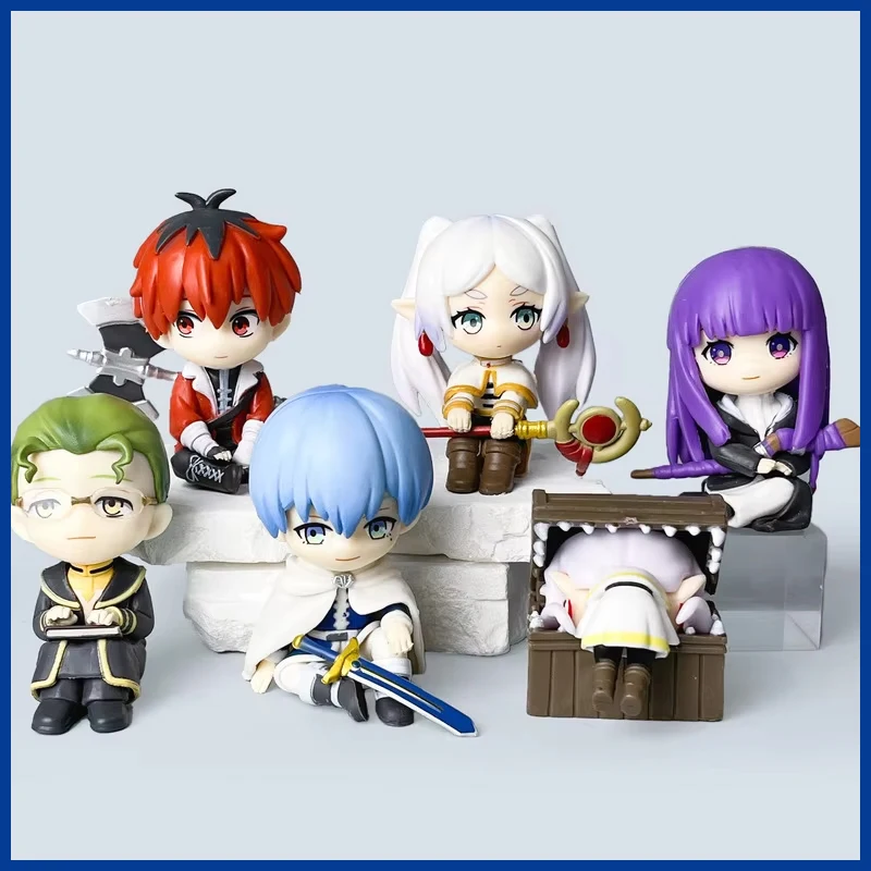 6 Stück Frieren Beyond Journey's End Chibi Anime-Figur Frieren PVC-Statue Modell Desktop-Ornament Spielzeug Sammlerstück Peripherie-Geschenke