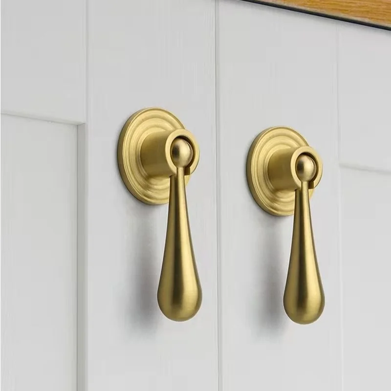 Single-Hole New Chinese Style Solid Water Drop Pendant Antique Brass Zinc Alloy Cabinet Door Handle