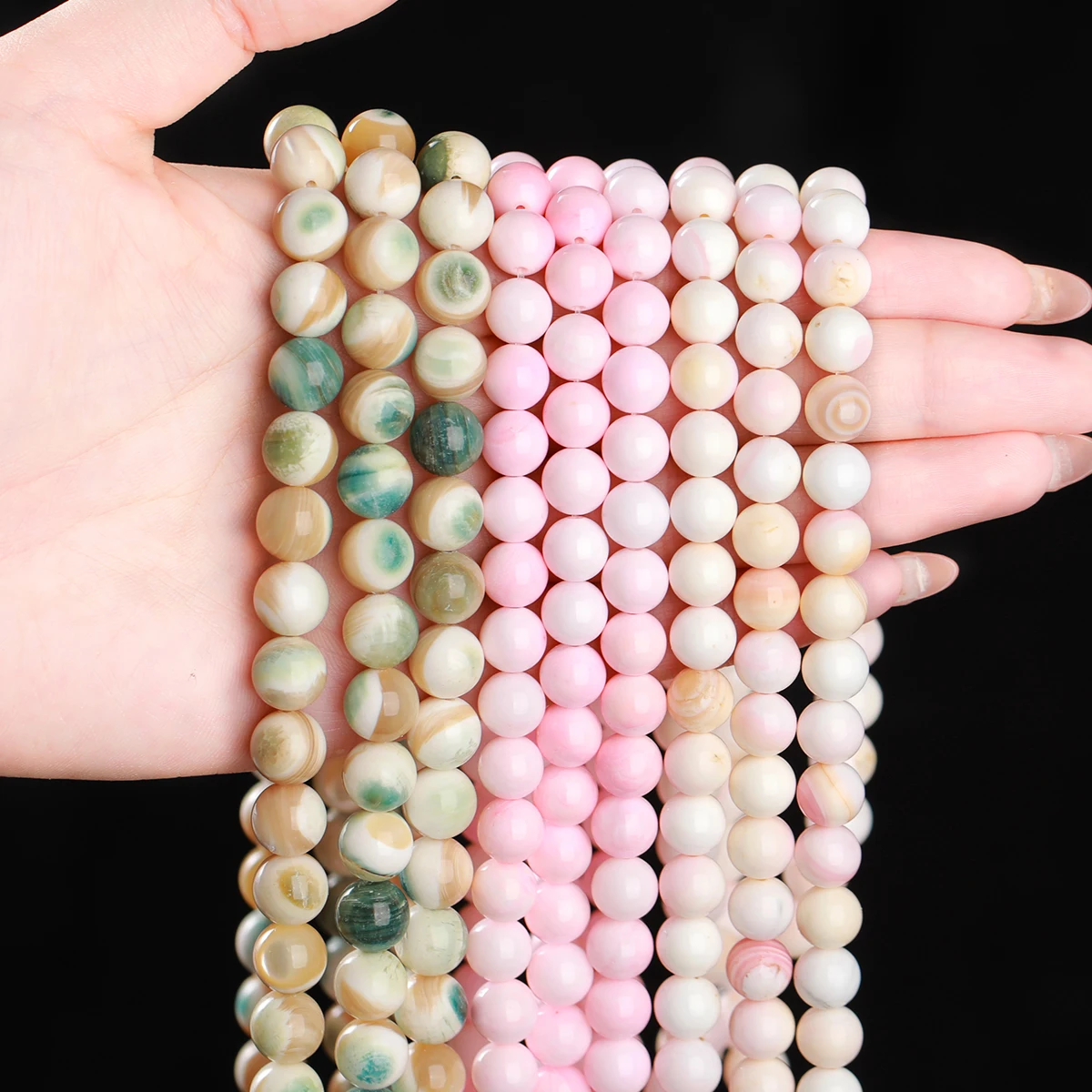 Natural Pink Shell Beads Mother of Pearl Round Loose Spacer Shell Beads for Jewelry Making DIY Bracelets Necklaces Accessories