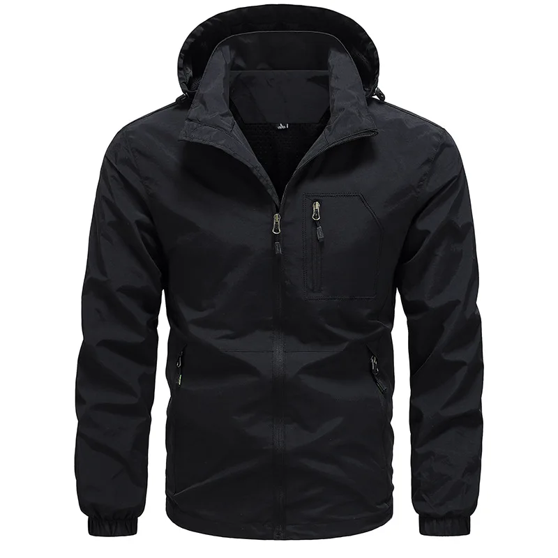 Chaqueta cortaviento ligera con capucha para senderismo masculino