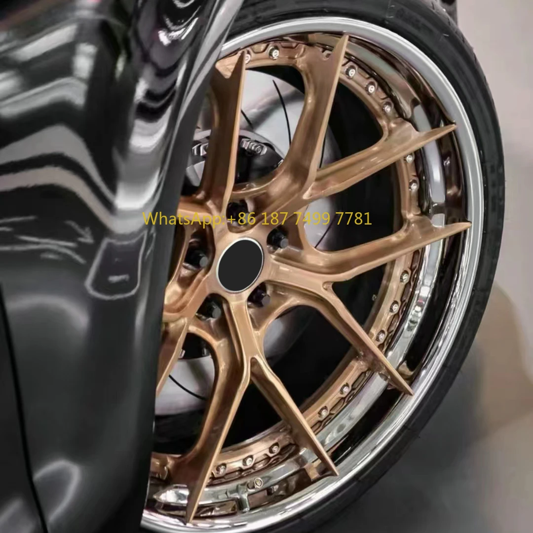 

22-дюймовые 5x112 двухсекционные бронзовые вогнутые диски с несколькими спицами, роскошные автомобильные колеса седана