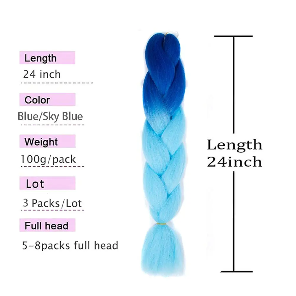 1 Pack Jumbo Braiding Hair synthetic Ombre Braiding Hair 24 Inch High Temperature Synthetic Crochet Braids Hair Extensions