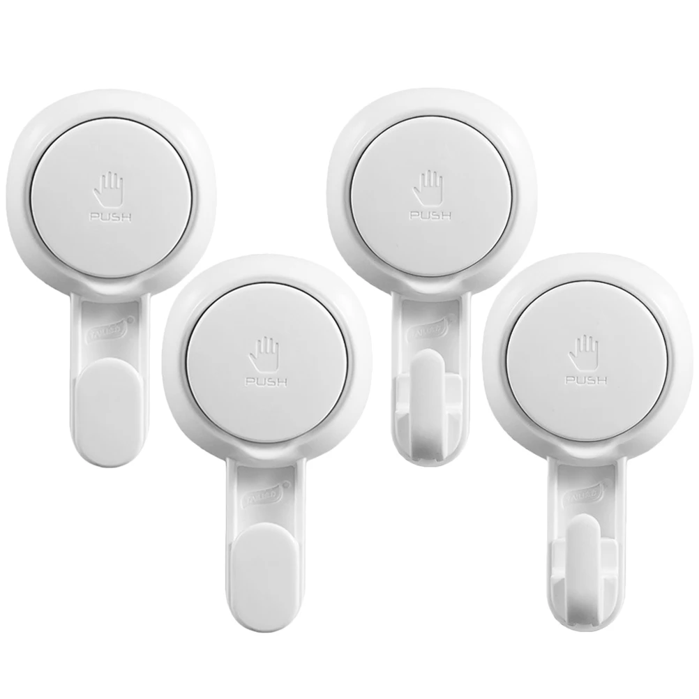 

4pcs Suction Cup Hooks Strong Adsorption Bathroom Shower Towel Rack Plastic Hanger Wall Mount Glass Tile Compatible Storage Home