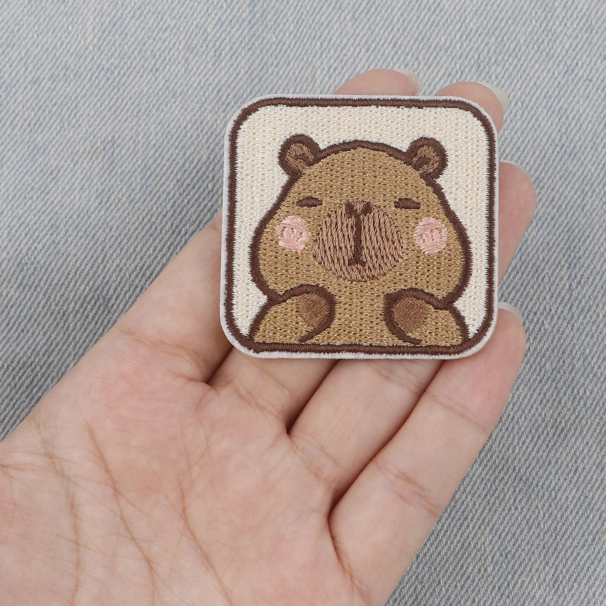 Cartoon Cute Capybara Embroidery Patch Brown Animals Iron On Patches For Clothing Adhesive Patches On Clothes DIY Sew Badges