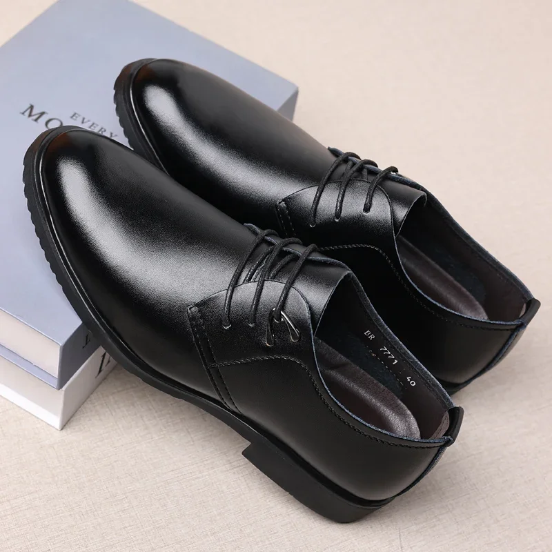 High Quality Leather Men Casual Shoes Breathable formal Mens Dress Shoes Italian Luxury Brand Lace-Up Non-slip Men Driving Shoes