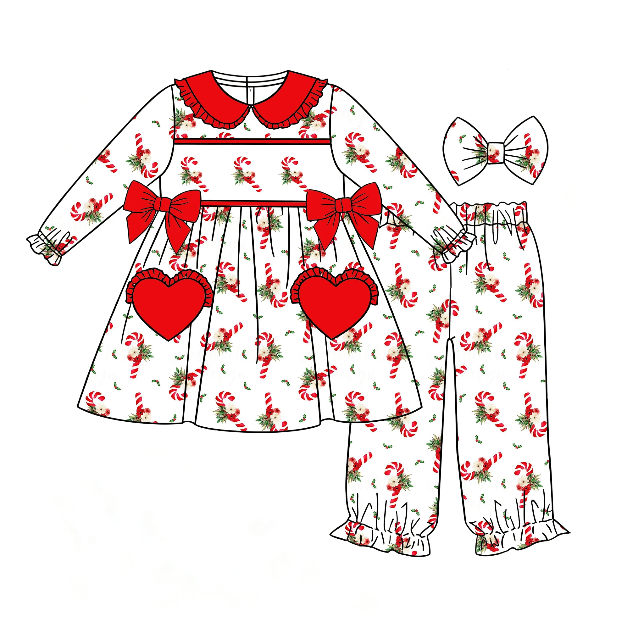 Thanksgiving Pumpkin and Star Print Boys and Girls Long Sleeve Long Pants Boutique Pajama Set