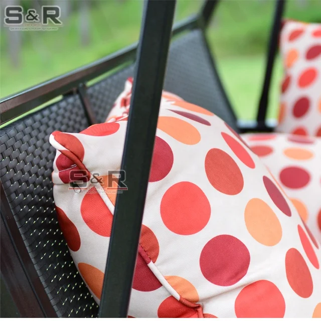 Modern Rattan Patio Garden Outdoor Furniture 3-Seater Hammock Swing Chair Waterproof Cushion for 3 People Courtyard Use