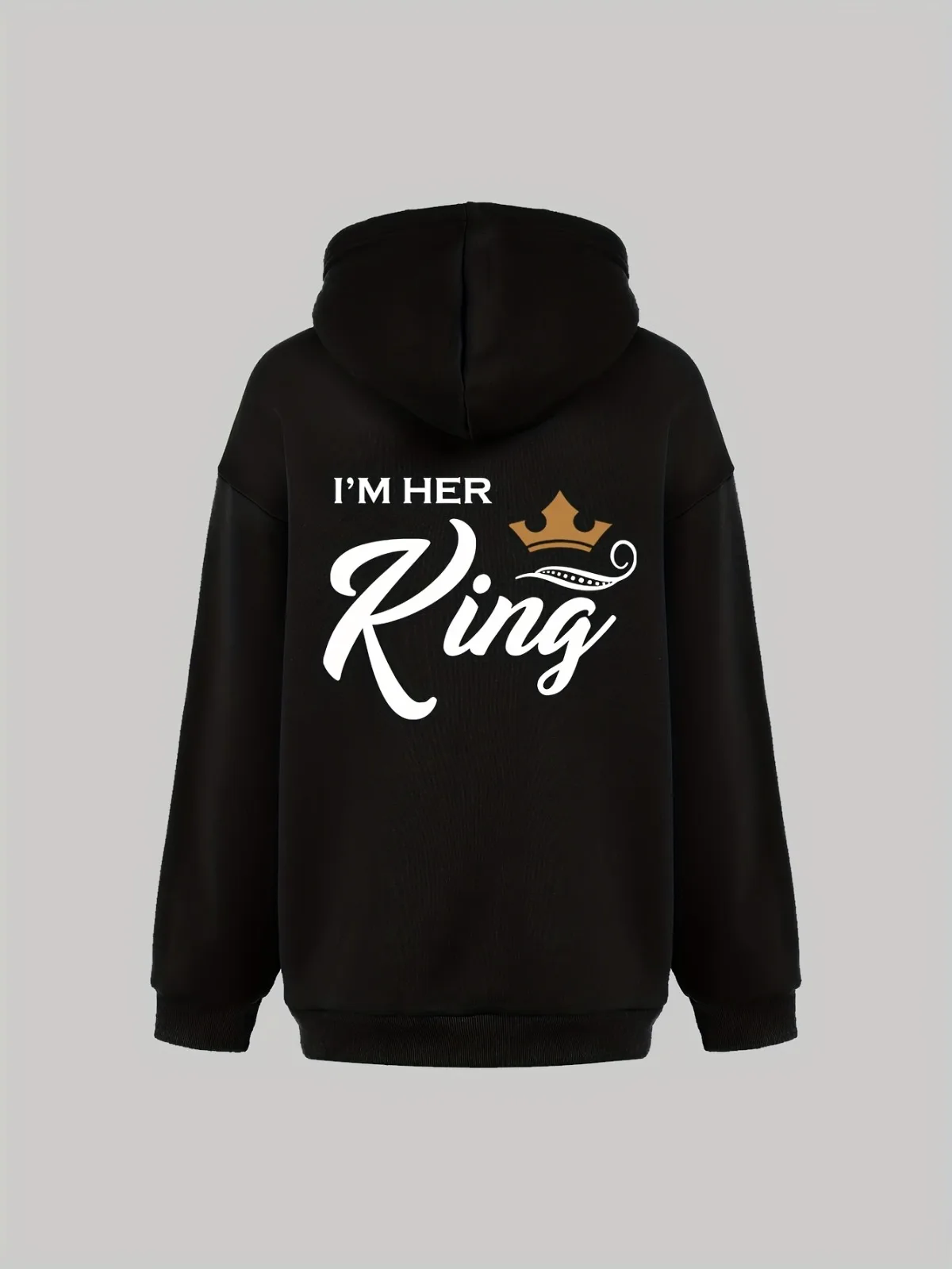 1 قطعة [نمط الزوجين] تصميم نمط الملك والملكة مطابقة زوجين بلوزات مريحة فضفاضة هدية عيد الحب هوديي القمم