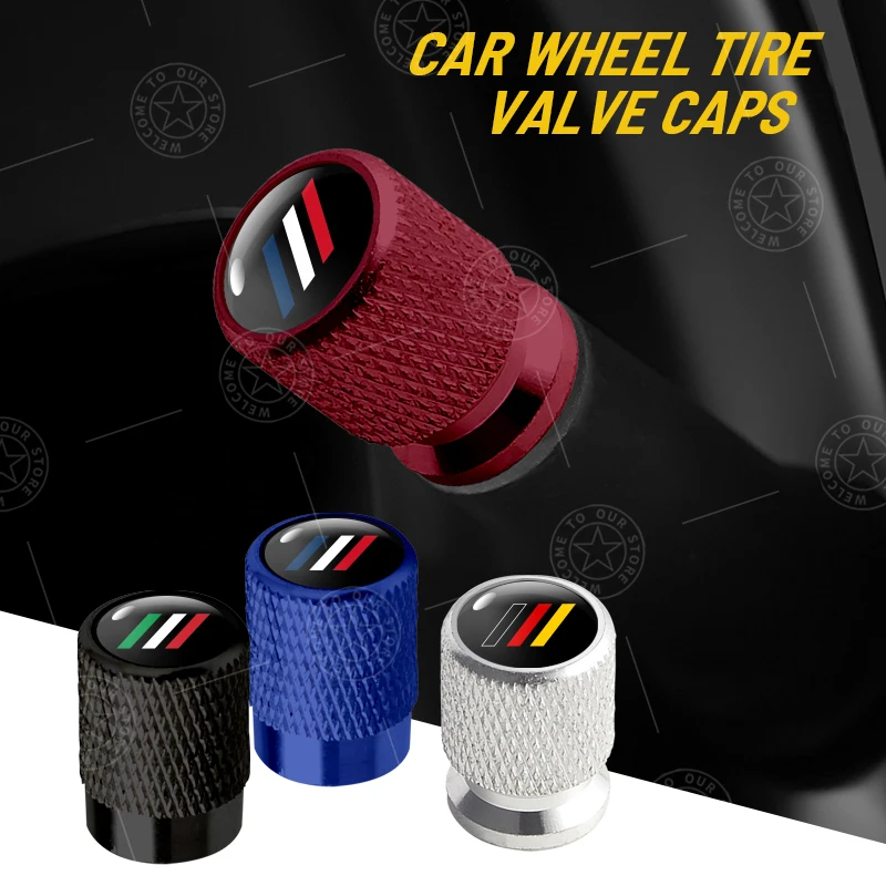 4pcs France Germany Italy Flags Tricolor Decorative Strips Logo Car Wheel Tire Valve Caps Air Stem AluminumFor Skoda Peugeot