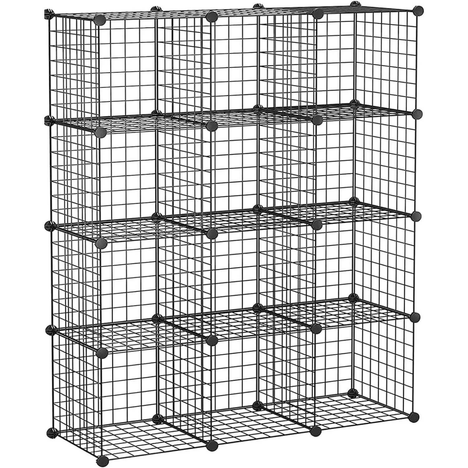 Wire Cube Storage Cabinet, 12 Cubes DIY Wire Grid Organizer, Metal Bookcase Shelves Modular Cubes Organizer, Wardrobe Closet